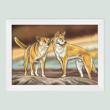 Load image into Gallery viewer, Dingo drawing in a white frame.
