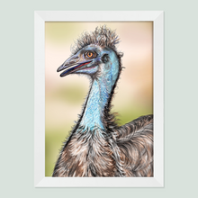 Load image into Gallery viewer, Emu drawing in a white frame.
