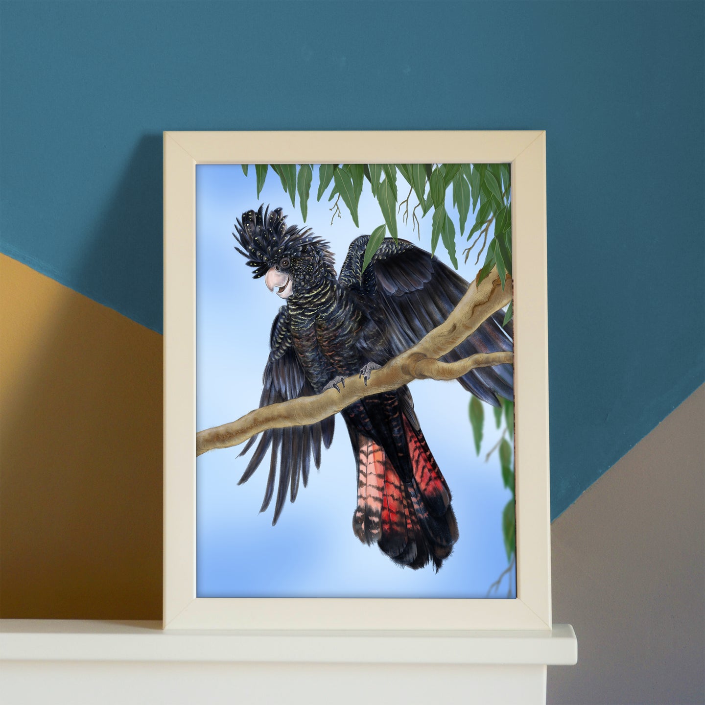 Red-tailed Black Cockatoo bird wall art.