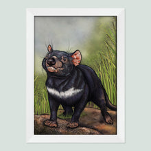 Load image into Gallery viewer, Tasmainian devil art in a white frame.
